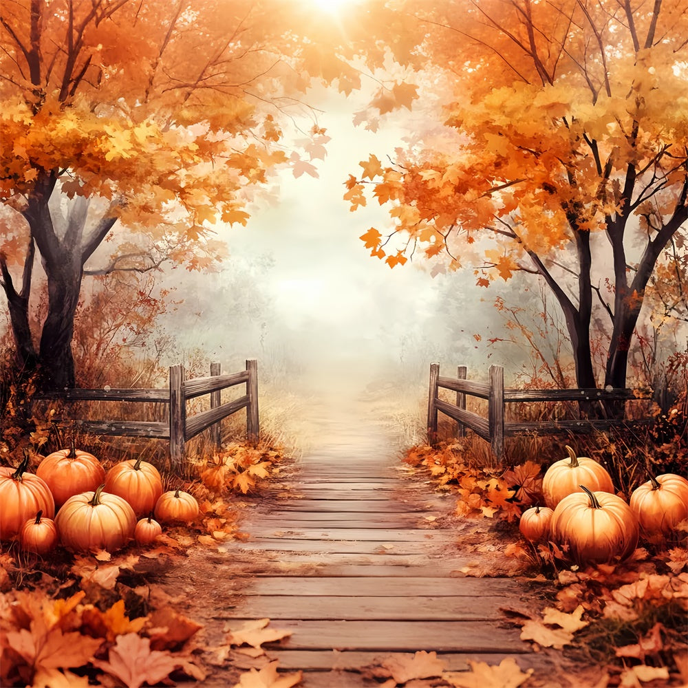 Thanksgiving Backdrops Misty Maple Forest Trail Backdrop LXX57-336