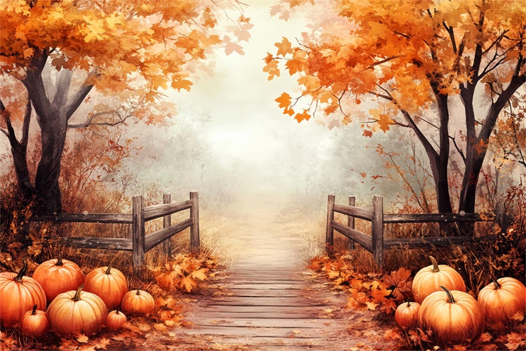 Thanksgiving Backdrops Misty Maple Forest Trail Backdrop LXX57-336