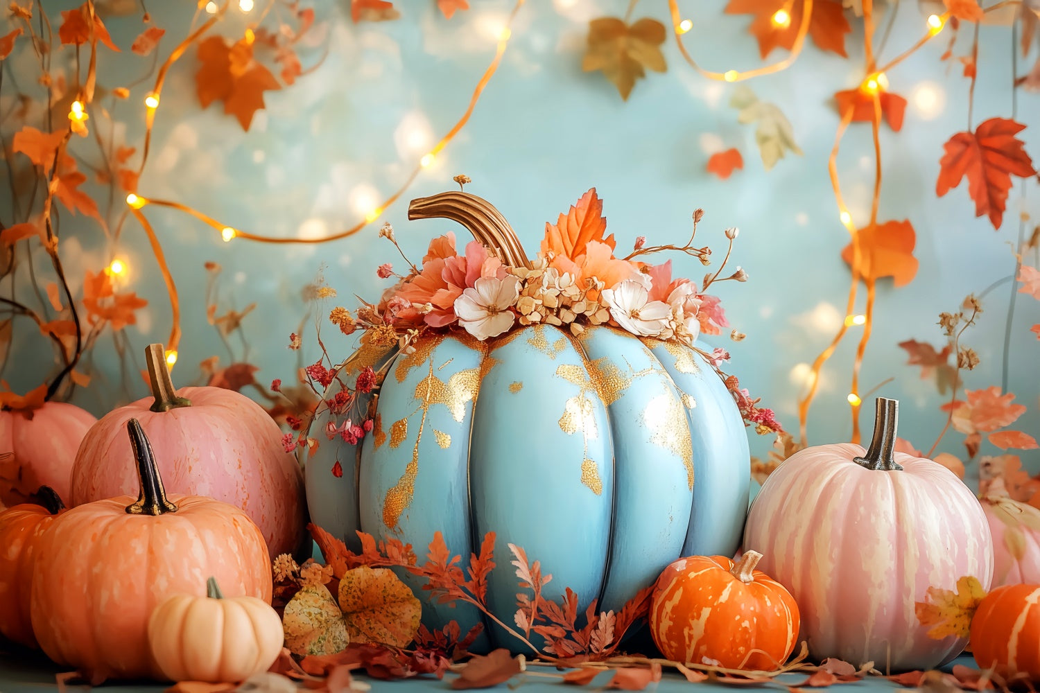 Thanksgiving Photo Backdrops Pastel Harvest Glow Backdrop LXX57-337