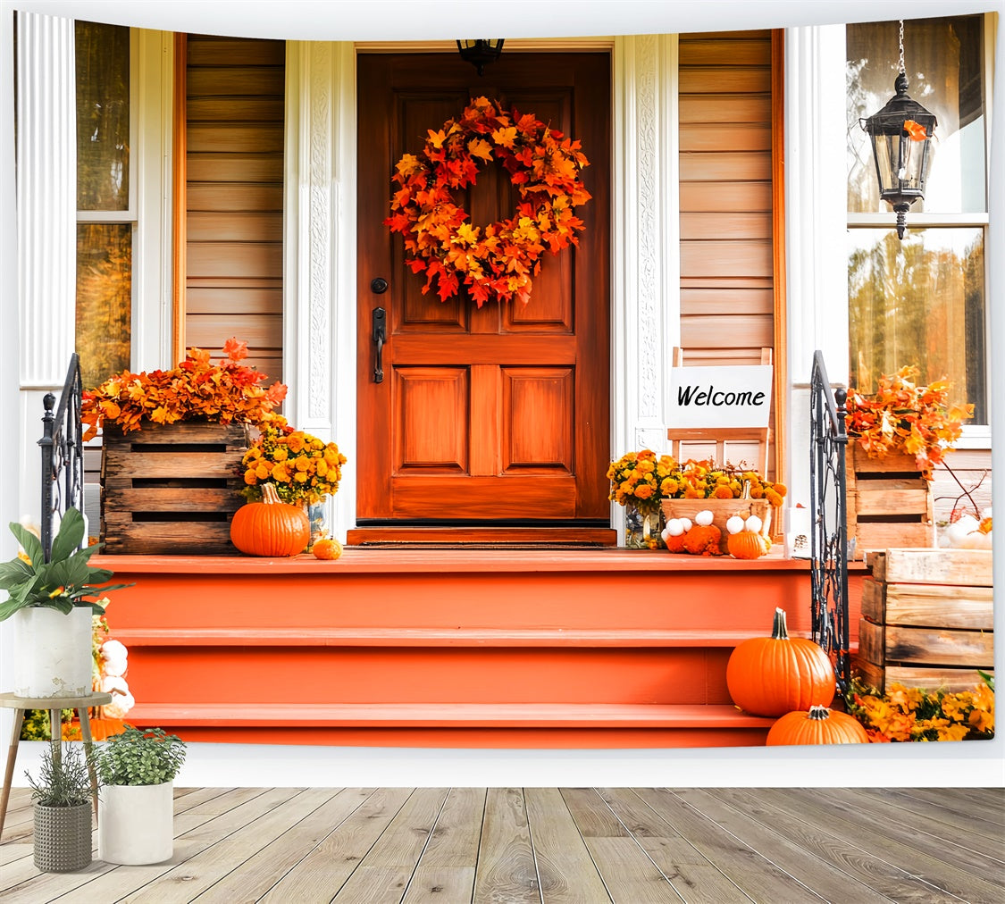 Thanksgiving Backdrop Ideas Maple Wreath Entryway Backdrop LXX57-339