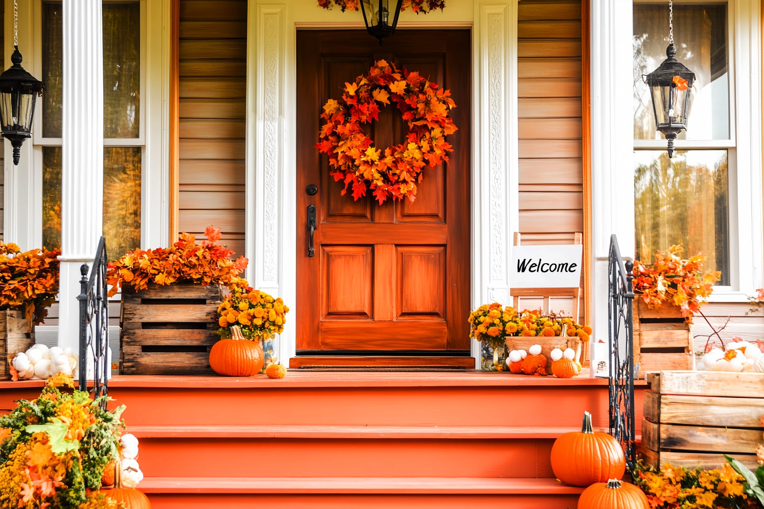 Thanksgiving Backdrop Ideas Maple Wreath Entryway Backdrop LXX57-339