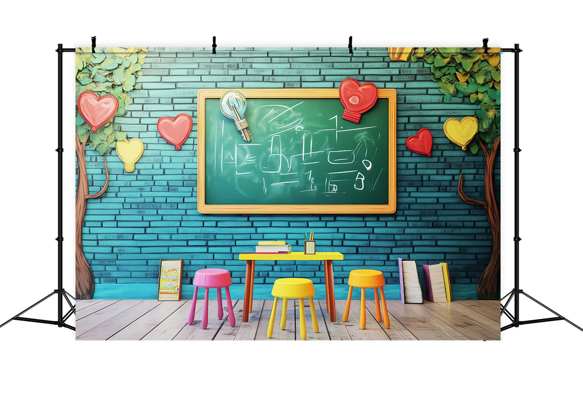 Back To School Backdrops Bright Learning Brick Wall Backdrop LXX57-34