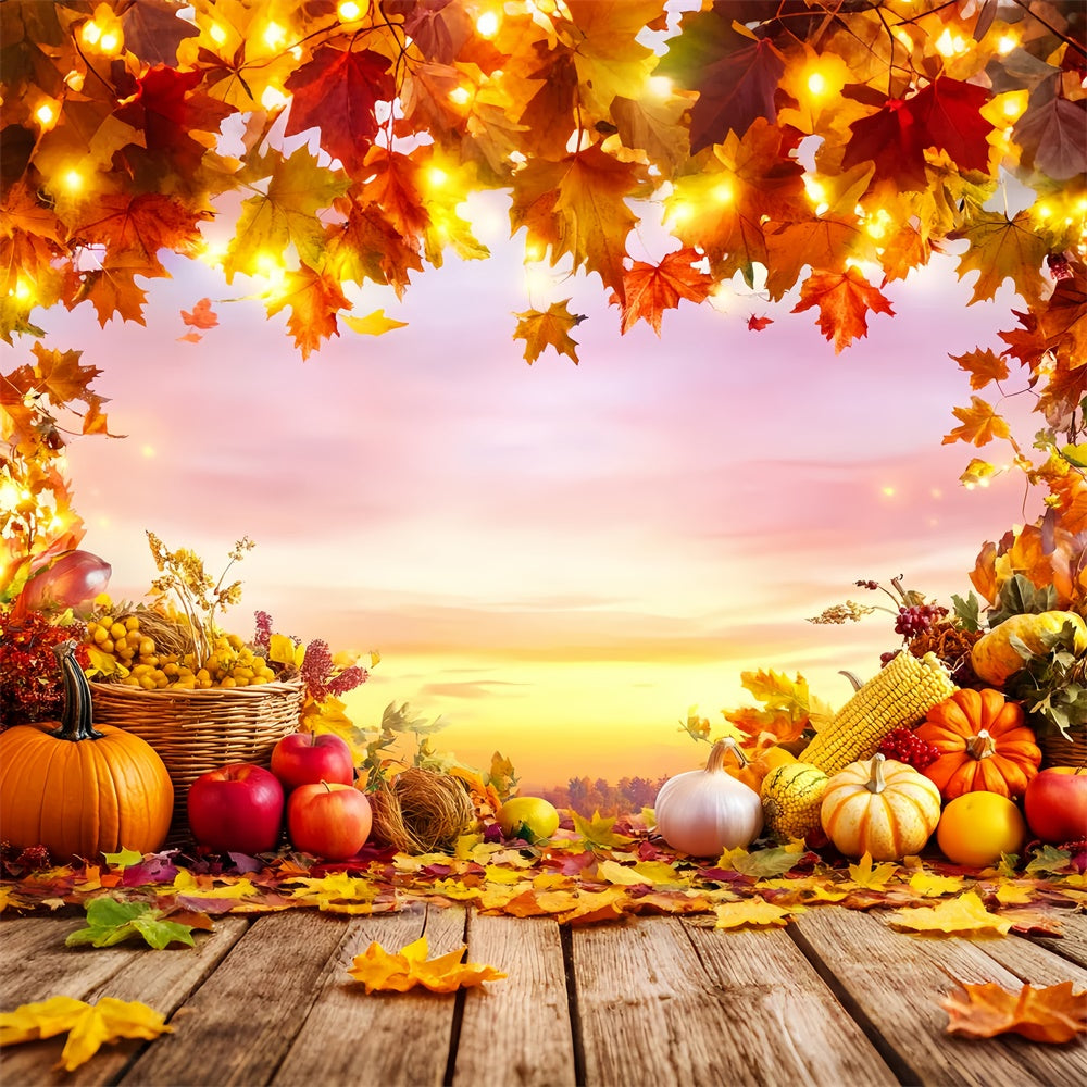 Thanksgiving Day Backdrop Apple Corn Sunset Photo Backdrop LXX57-340