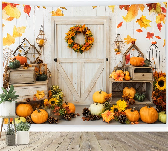 Backdrop For Thanksgiving Harvest Welcome Barn Door Backdrop LXX57-344