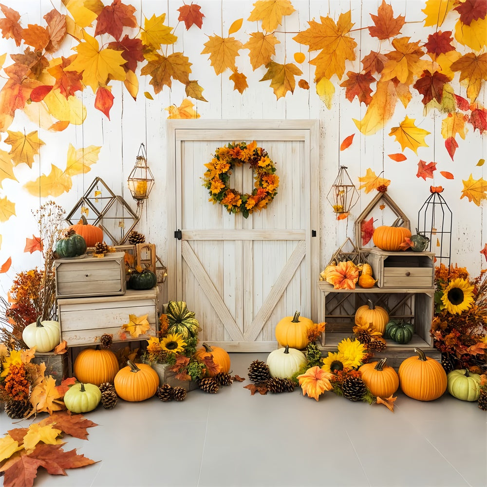 Backdrop For Thanksgiving Harvest Welcome Barn Door Backdrop LXX57-344