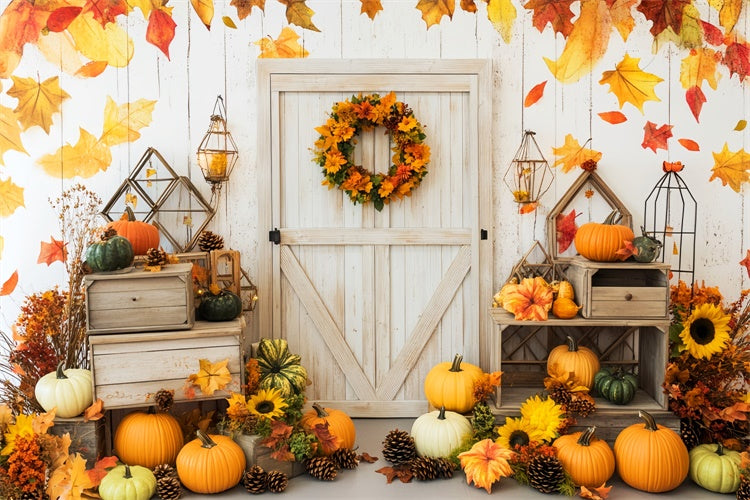 Backdrop For Thanksgiving Harvest Welcome Barn Door Backdrop LXX57-344