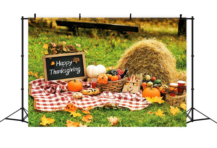 Thanksgiving Themed Backdrop Happy Picnic Meadow Backdrop LXX57-345