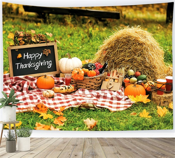 Thanksgiving Themed Backdrop Happy Picnic Meadow Backdrop LXX57-345