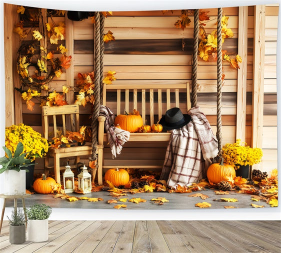 Thanksgiving Day Backdrop Bench Rustic Charm Fall Backdrop LXX57-346