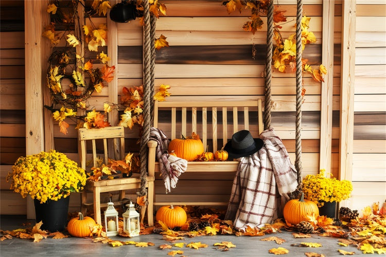 Thanksgiving Day Backdrop Bench Rustic Charm Fall Backdrop LXX57-346