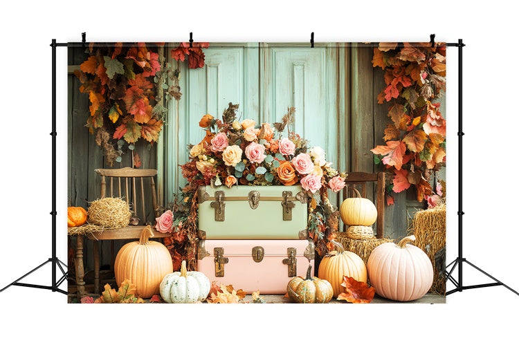 Thanksgiving Backdrops Vintage Door Harvest Rose Backdrop LXX57-348