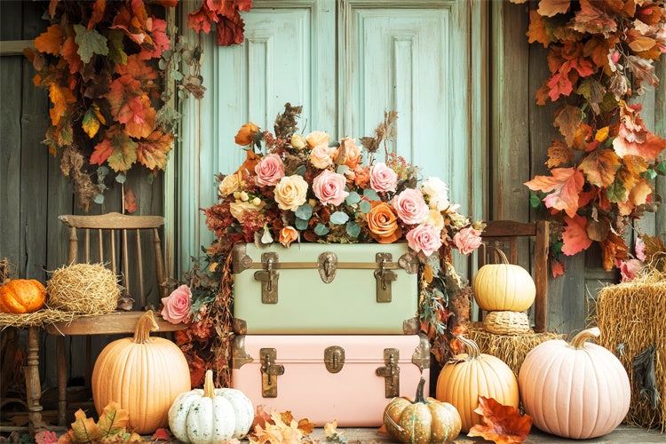 Thanksgiving Backdrops Vintage Door Harvest Rose Backdrop LXX57-348