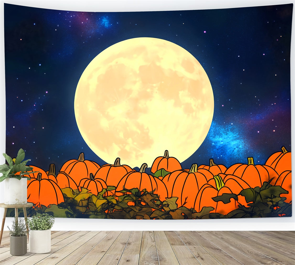 Backdrop For Thanksgiving Full Moon Pumpkin Field Backdrop LXX57-351