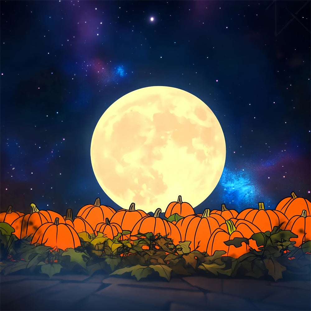 Backdrop For Thanksgiving Full Moon Pumpkin Field Backdrop LXX57-351