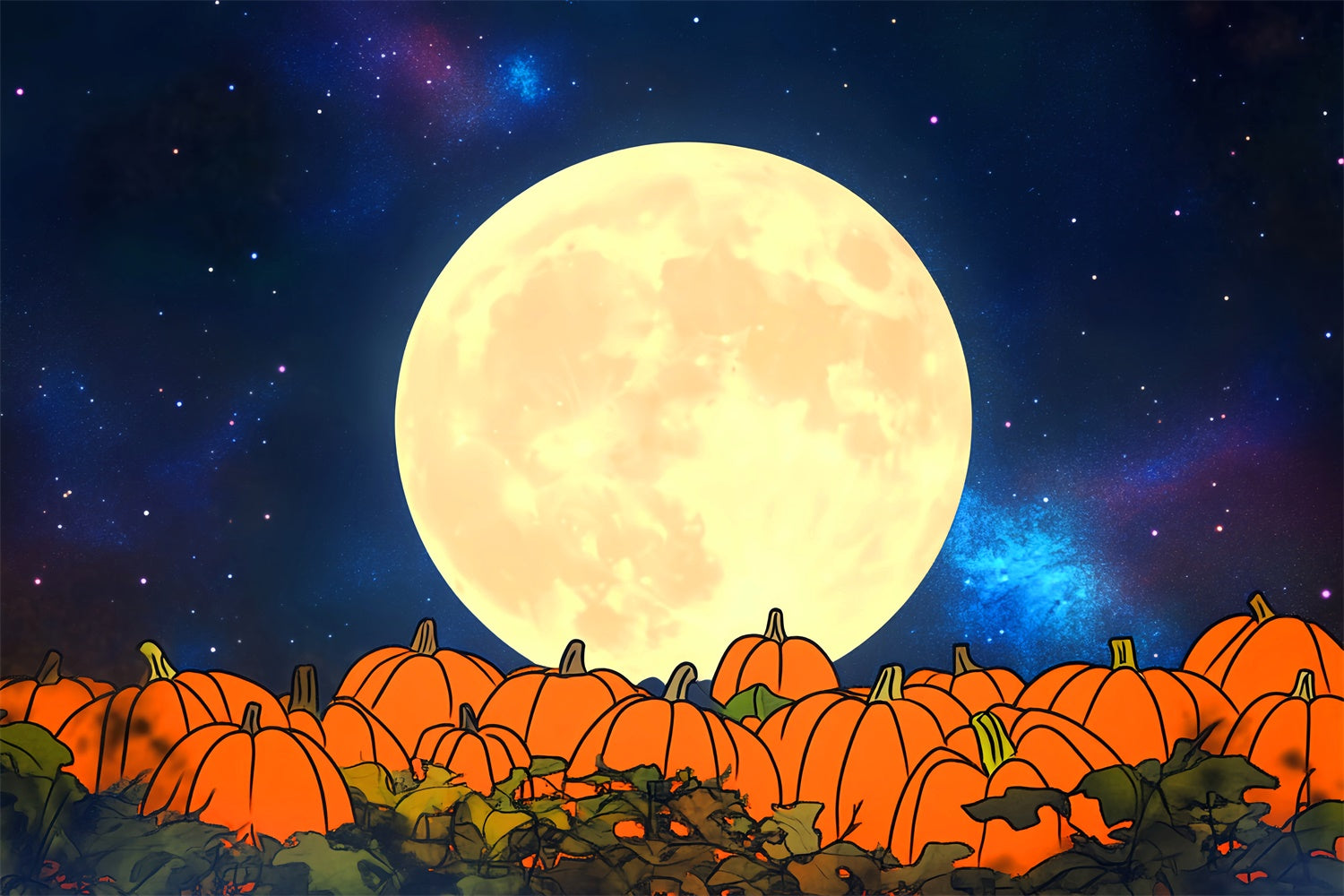 Backdrop For Thanksgiving Full Moon Pumpkin Field Backdrop LXX57-351