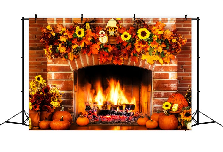 Thanksgiving Backdrop Ideas Cozy Fireplace Harvest Backdrop LXX57-353
