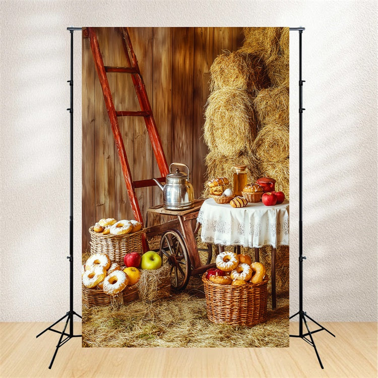 Happy Thanksgiving Backdrop Countryside Bread Feast Backdrop LXX57-357