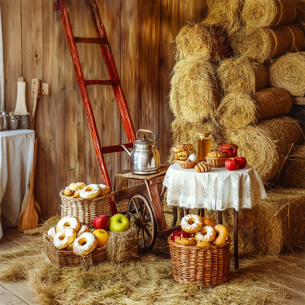 Happy Thanksgiving Backdrop Countryside Bread Feast Backdrop LXX57-357