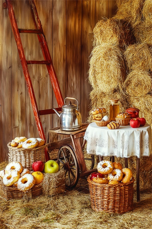 Happy Thanksgiving Backdrop Countryside Bread Feast Backdrop LXX57-357