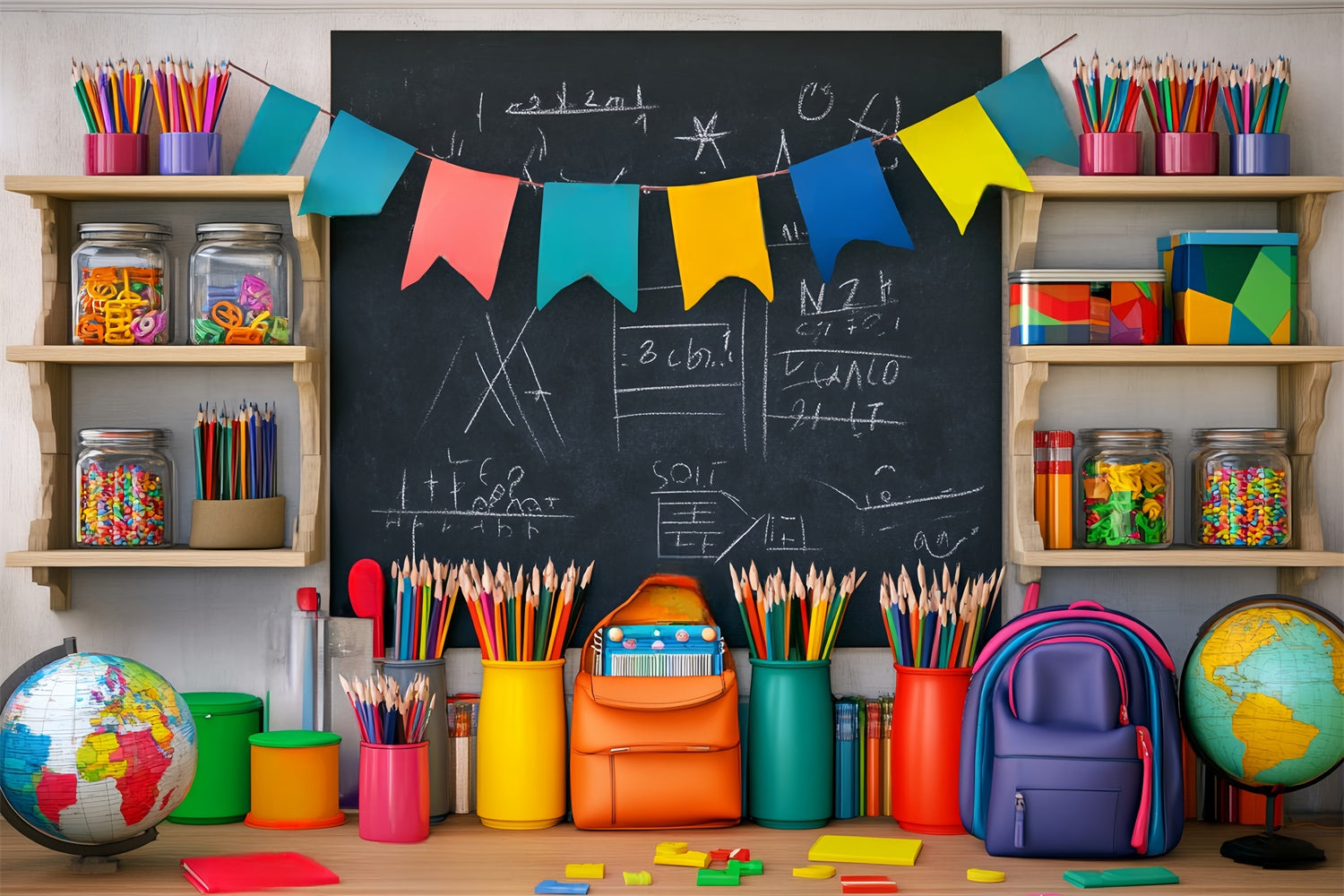 Back To School Backdrops Creative Desk Blackboard Backdrop LXX57-36