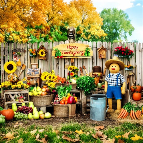 Thanksgiving Backdrop Ideas Scarecrow Fruit Stall Backdrop LXX57-371