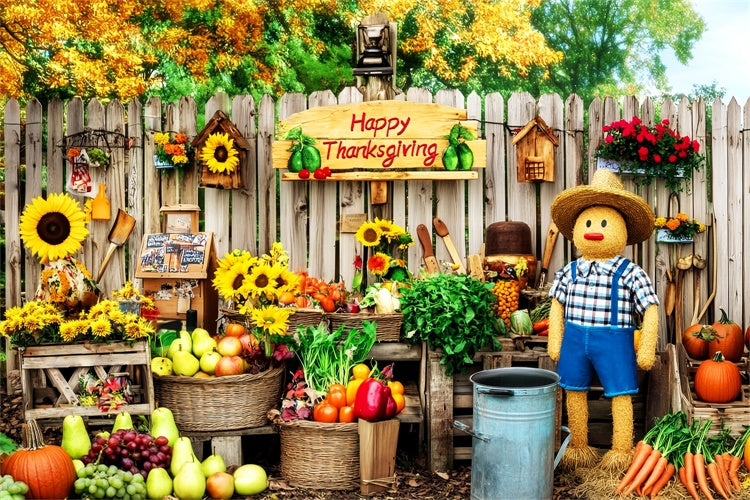 Thanksgiving Backdrop Ideas Scarecrow Fruit Stall Backdrop LXX57-371