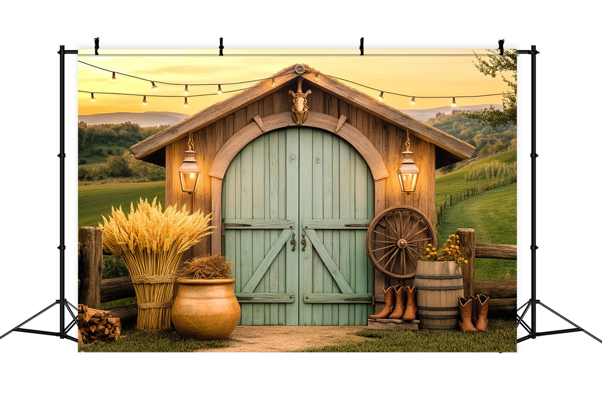Barn Backdrop Rustic Lantern Light Farm Backdrop LXX57-373
