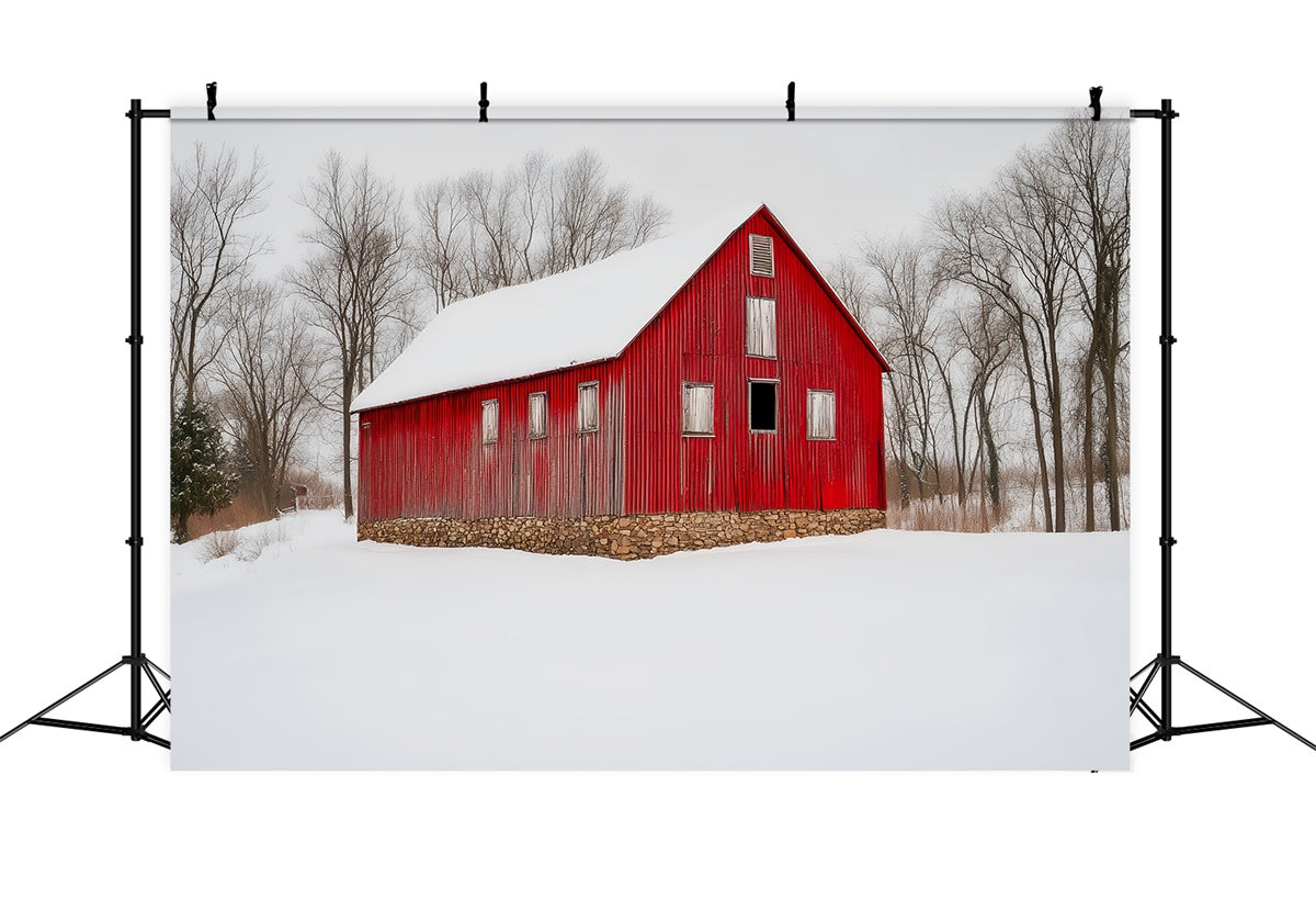 Red Barn Backdrop Rustic Snowfield Barn Backdrop LXX57-381
