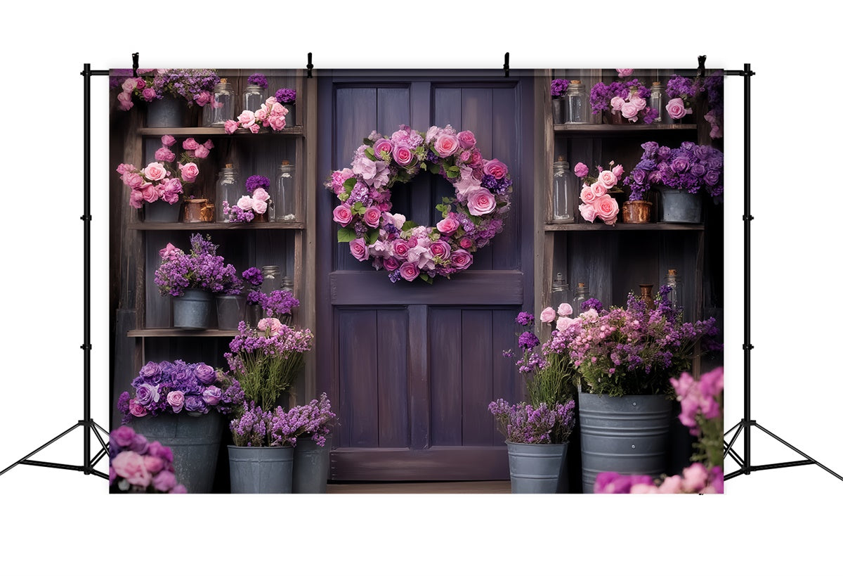 Barn Door Backdrops Purple Bloom Floral Backdrop LXX57-382