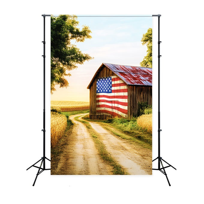 Rustic Barn Backdrop Patriotic Farm Barn Backdrop LXX57-387