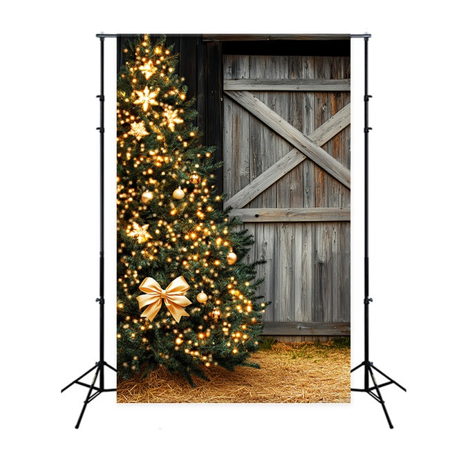 Barn Wood Backdrop Golden Glow Christmas Backdrop LXX57-388
