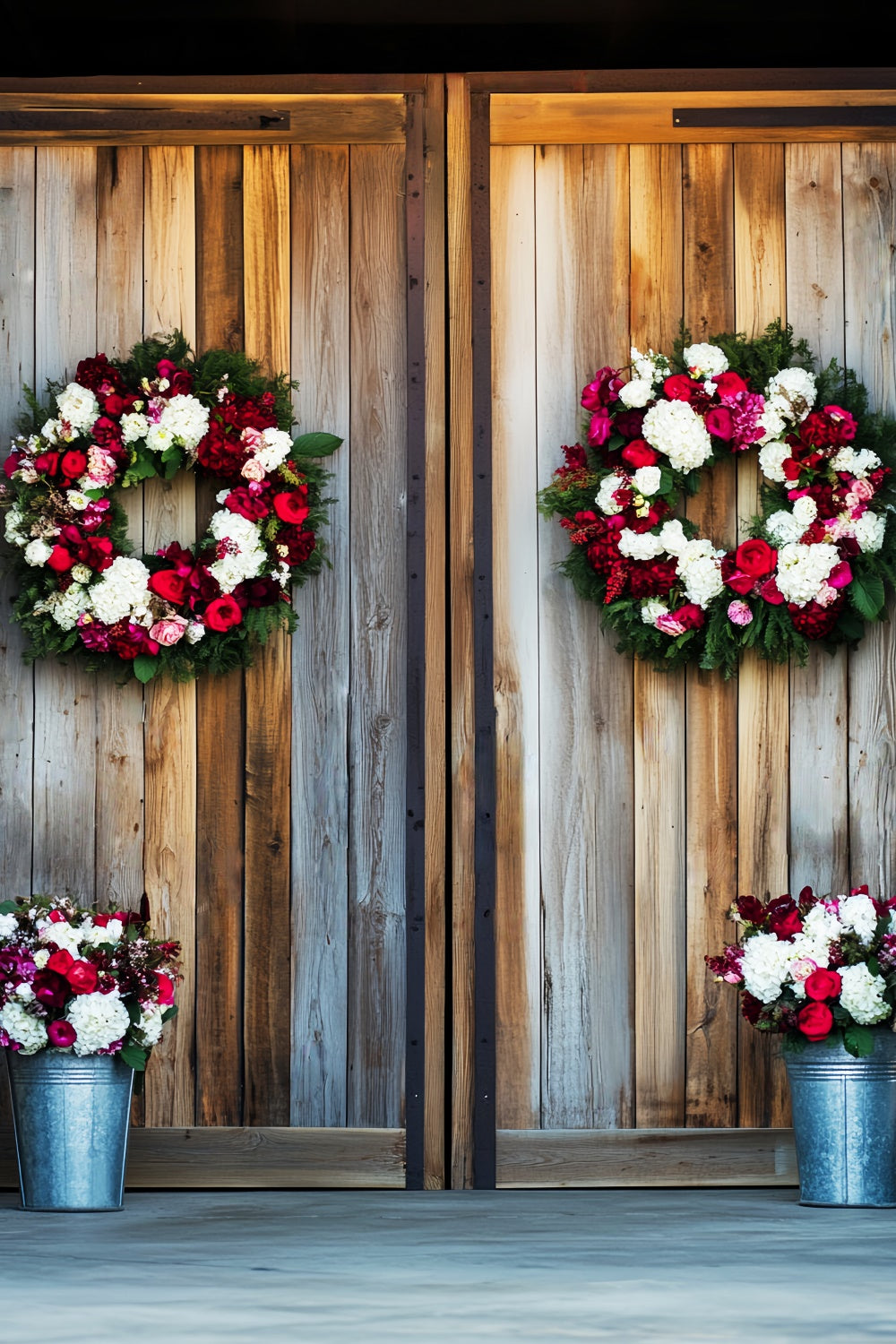 Barn Door Backdrop Wooden Wall Wreaths Backdrop LXX57-390