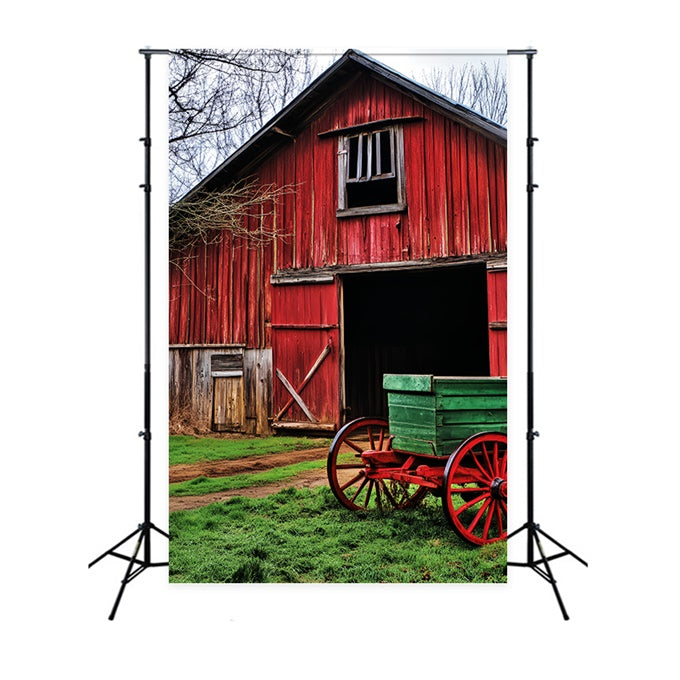 Rustic Barn Backdrop Country Lane Wagon Backdrop LXX57-393