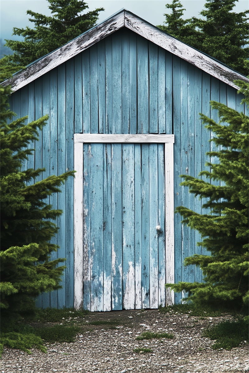 Barn Photo Backdrop Woodland Blue Barn Backdrop LXX57-395
