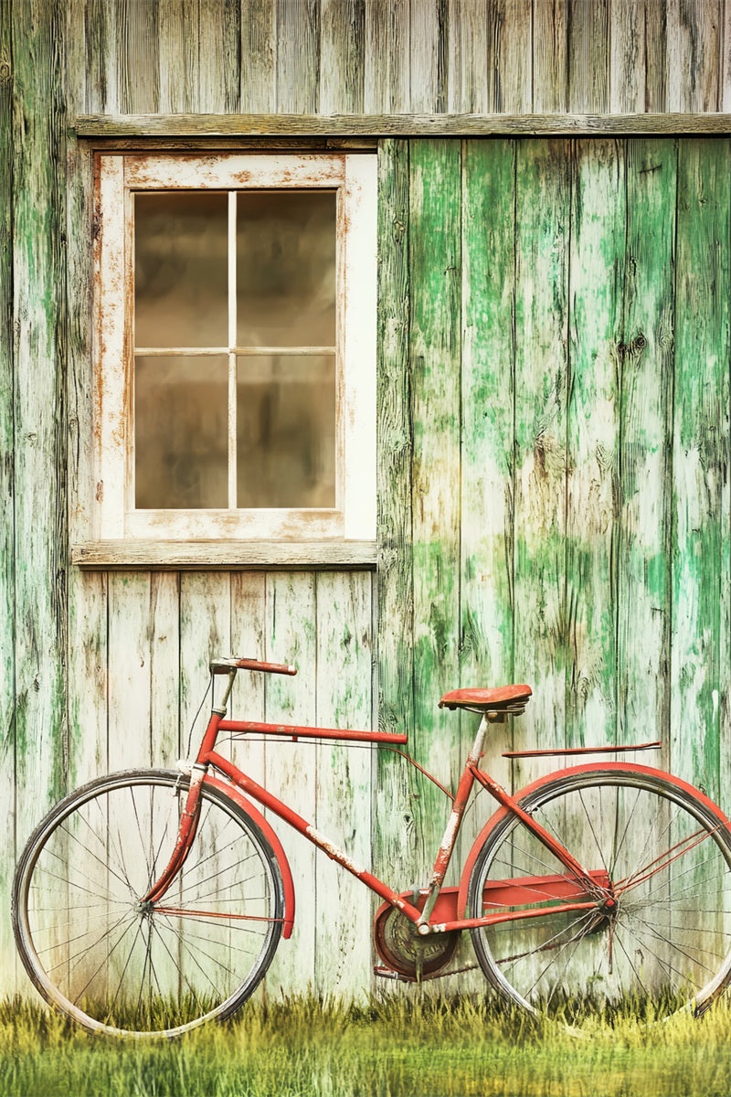 Rustic Barn Backdrop Rustic Wall Bicycle Backdrop LXX57-396