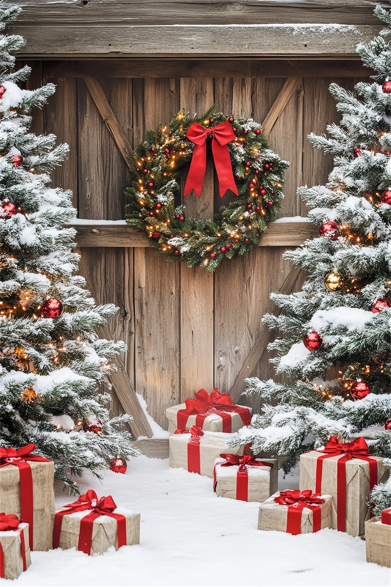 Barn Door Backdrops Rustic Christmas Porch Backdrop LXX57-397