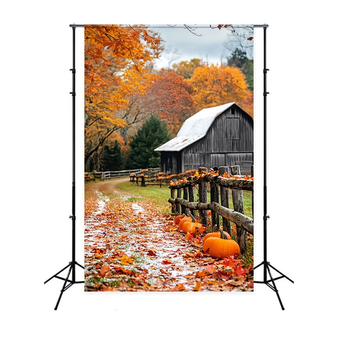 Rustic Barn Backdrop Pumpkin Path Autumn Backdrop LXX57-398