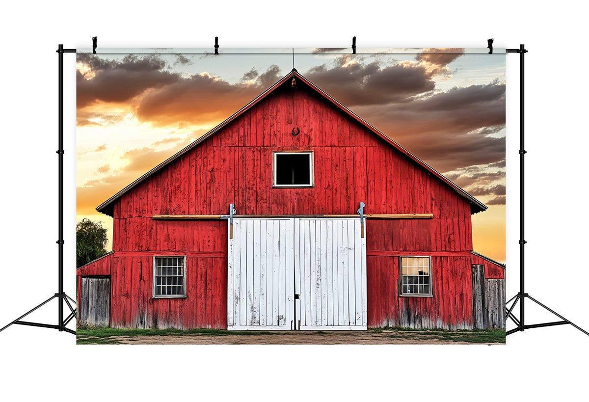 Red Barn Backdrop Country Barn Sunset Backdrop LXX57-403