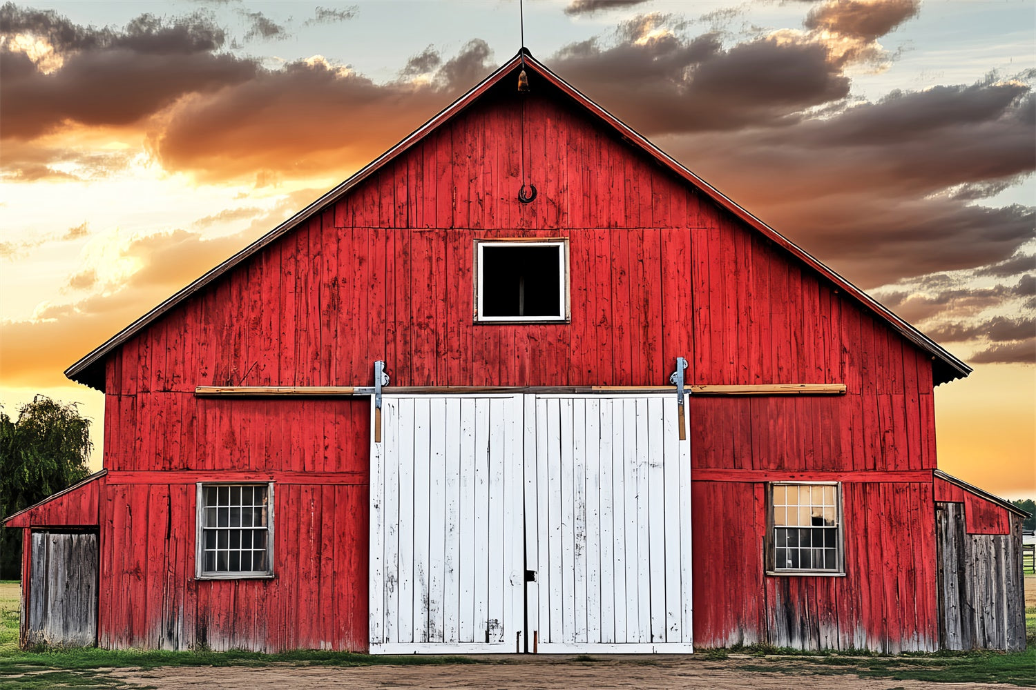 Red Barn Backdrop Country Barn Sunset Backdrop LXX57-403