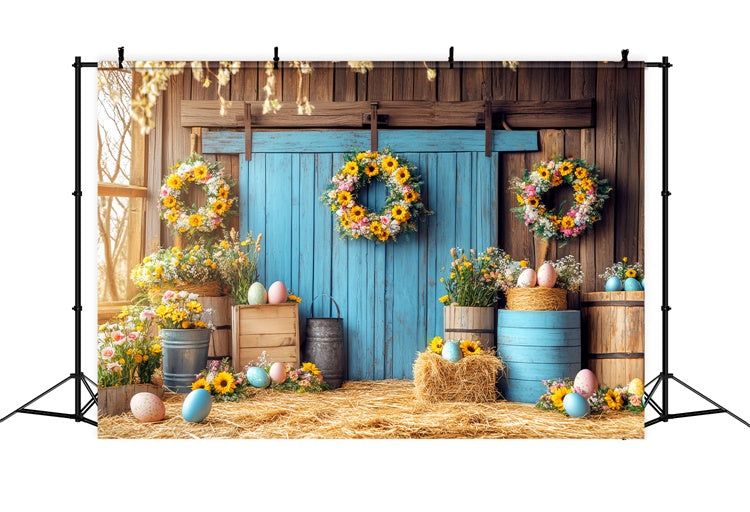 Barn Photo Backdrop Sunflower Barn Easter Backdrop LXX57-407