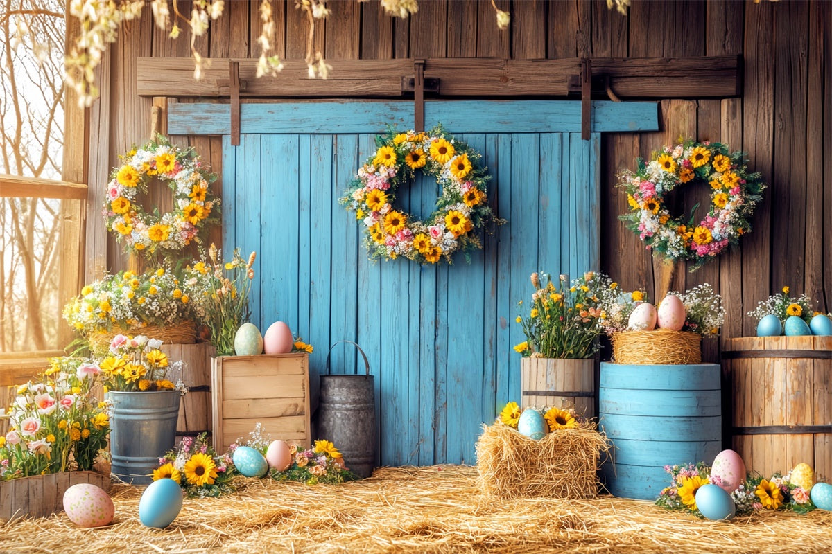 Barn Photo Backdrop Sunflower Barn Easter Backdrop LXX57-407