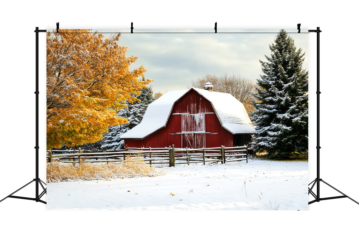 Red Barn Backdrop Winter Harvest Barnyard Backdrop LXX57-409