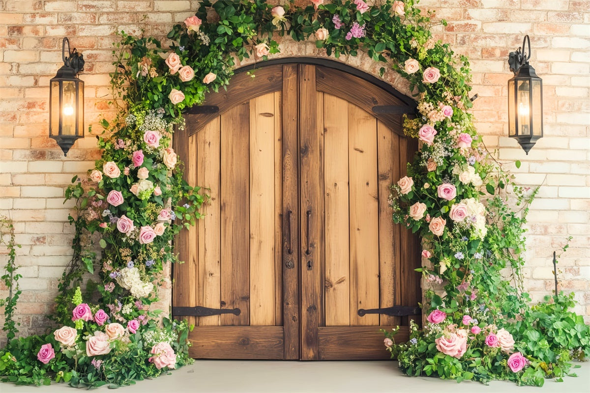 Barn Door Backdrop Garden Archway Floral Backdrop LXX57-410