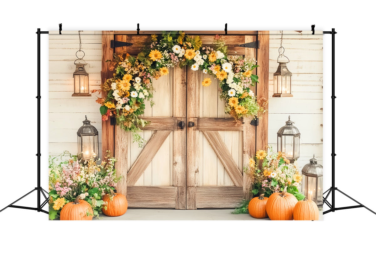Barn Door Backdrop Cozy Porch Lantern Backdrop LXX57-412