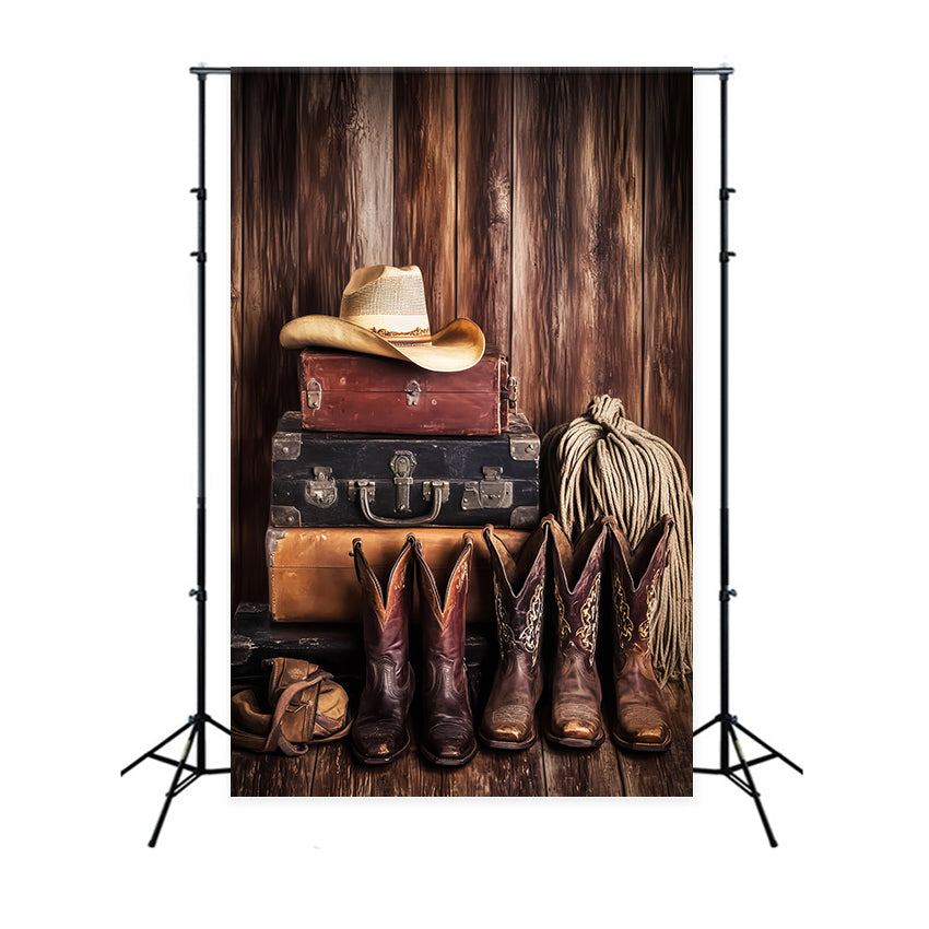 Barn Wood Backdrop Western Cowboy Boot Backdrop LXX57-419