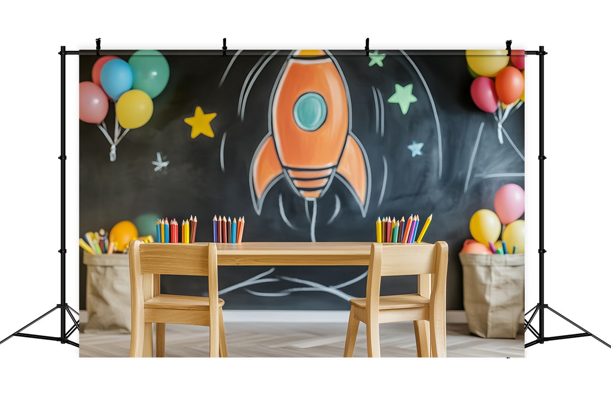 Chalkboard Photo Backdrop Pencil Balloon Study Backdrop LXX57-42