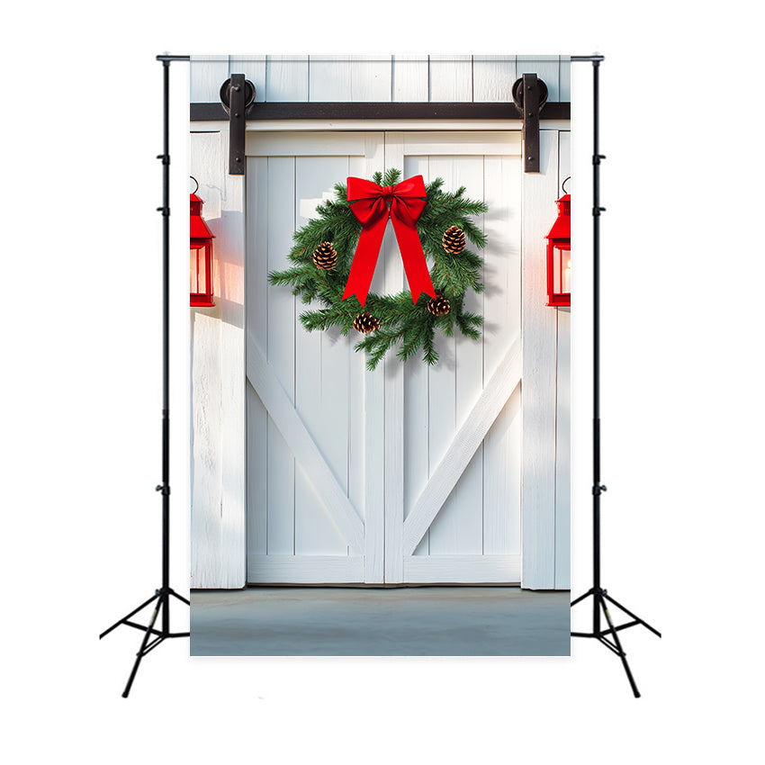 Barn Door Photo Backdrop White Barn Festive Backdrop LXX57-420
