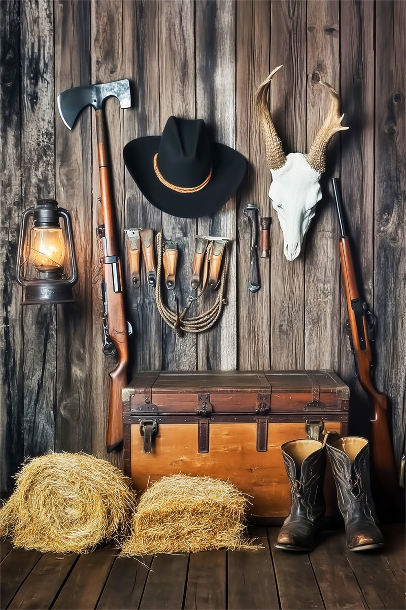 Barn Backdrops Rustic Wall Cowboy Gear Backdrop LXX57-421