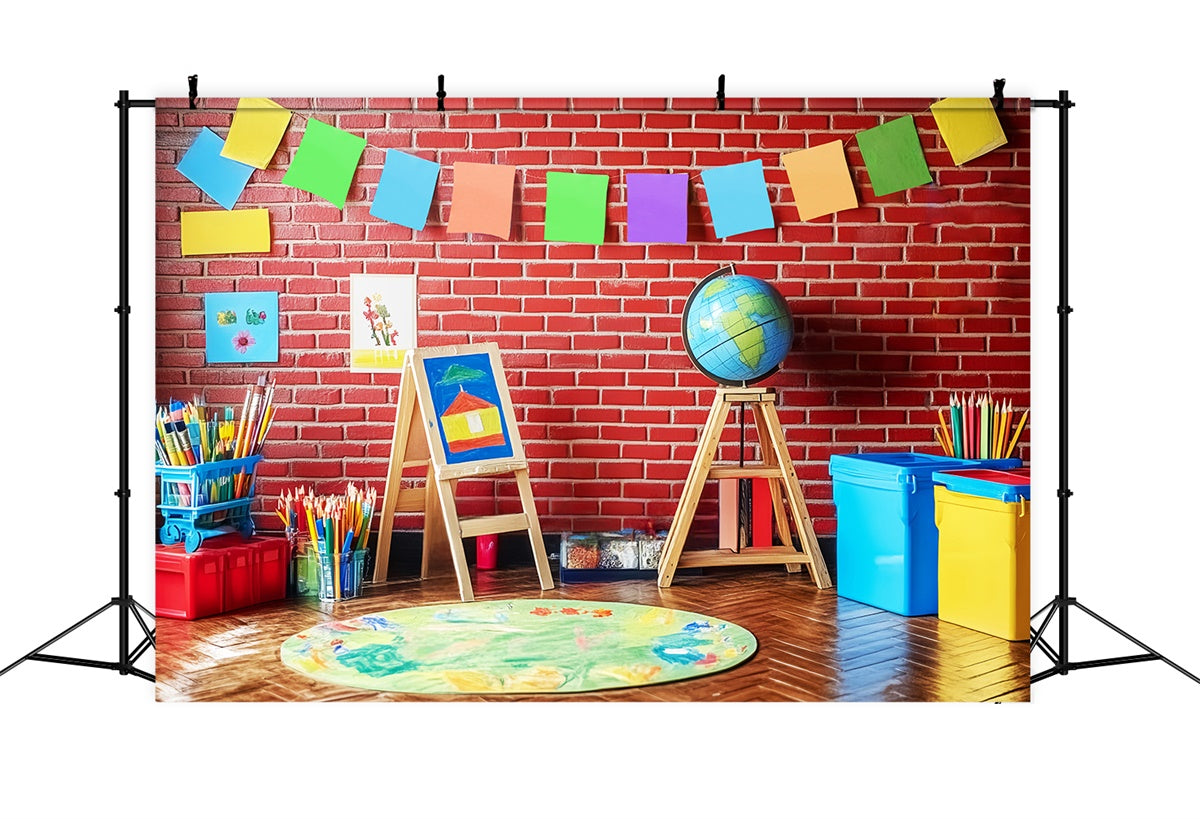 Back To School Photo Backdrop Brick Wall Creativity Backdrop LXX57-43