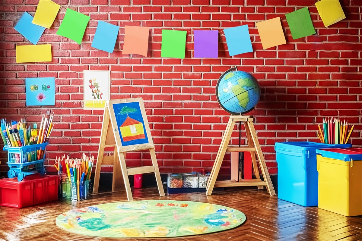 Back To School Photo Backdrop Brick Wall Creativity Backdrop LXX57-43